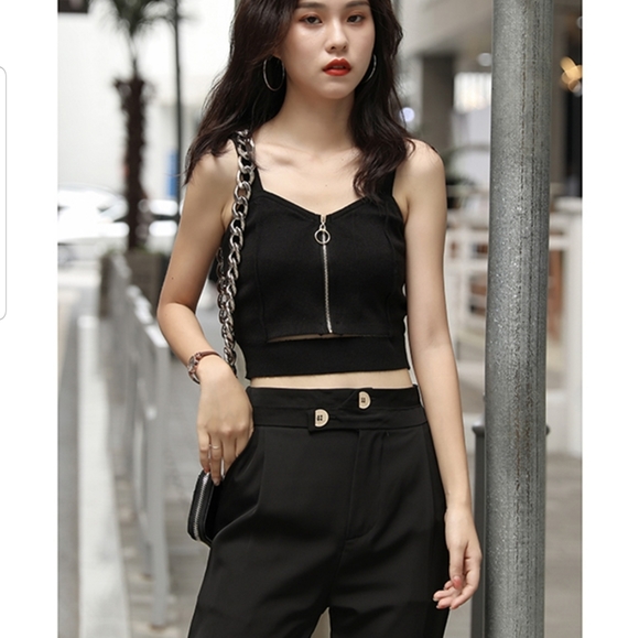 WOMENS BLACK CROP TOP - Picture 9 of 11